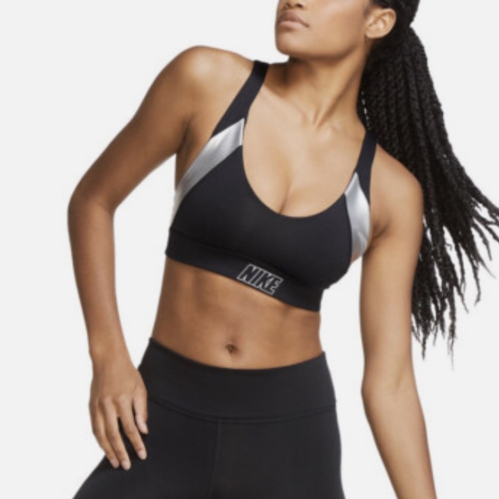 Nike Indy Black and Silver Sports Bra